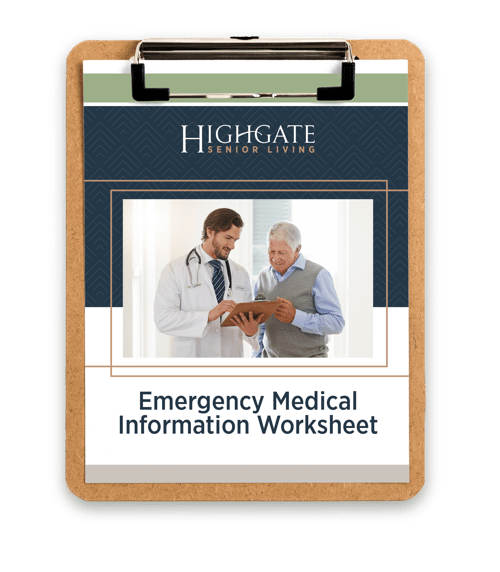 Emergency Medical Information Worksheet | Highgate Senior Living